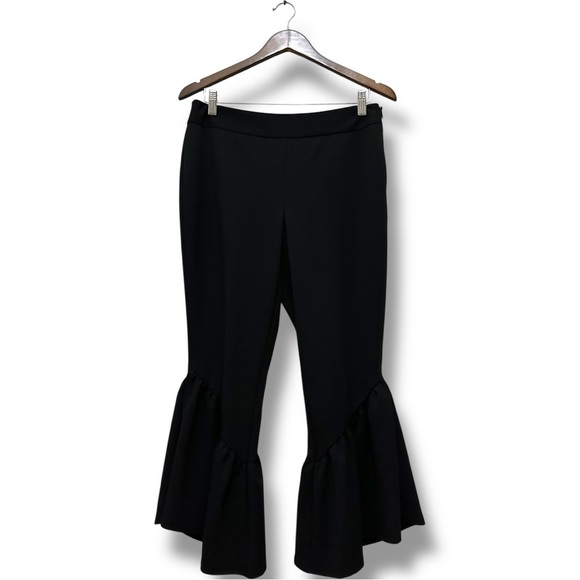 260 INC International Concepts | NWT Black Flare Leg Ruffle Hem Pants (Size 8) - Picture 2 of 14